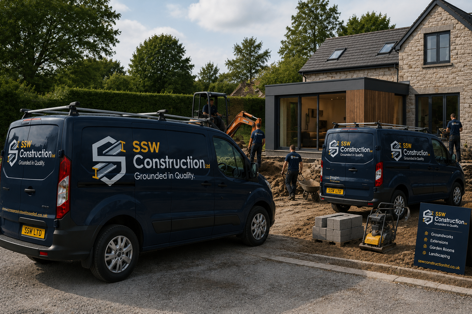 SSW Construction site work — driveway and groundworks in progress